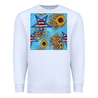 White american star and sunflower seamless  pattern Premium Sweatshirt - BundleAndBundleShop
