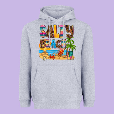 Salty Beach Heavyweight Hoodie Designed By Adodesignshop
