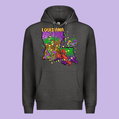 Mardi Gras Louisiana Map Premium Hoodie Designed By Maliassmallbusiness