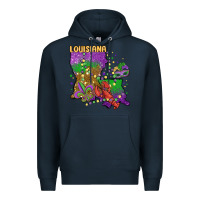 Navy mardi gras louisiana map Premium Hoodie - MaliasSmallBusiness