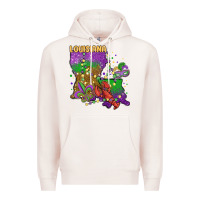 Pale Pink mardi gras louisiana map Premium Hoodie - MaliasSmallBusiness