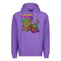 Purple mardi gras louisiana map Premium Hoodie - MaliasSmallBusiness
