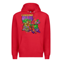 Red mardi gras louisiana map Premium Hoodie - MaliasSmallBusiness
