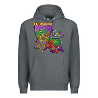 Rock mardi gras louisiana map Premium Hoodie - MaliasSmallBusiness