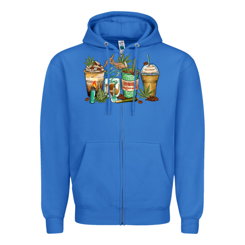 Highly Caffeinated Coffee Cups Zipper Hoodie by Zillion Design Studio | Teevron