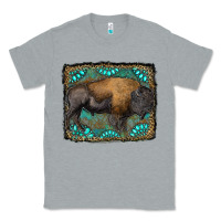 Heather Grey bison with gemstone background Classic Tee - RanaPortraitStore
