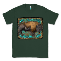 Sports Green bison with gemstone background Classic Tee - RanaPortraitStore