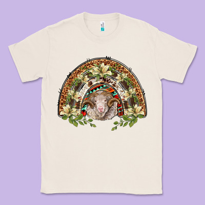 Merino Wool Ram Lily Rainbow Classic Tee Designed By Barkaloodesign