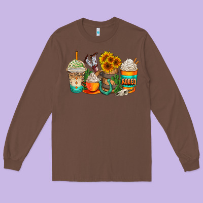 Rodeo Coffee Cups Long Sleeve Tee Designed By Adodesignshop