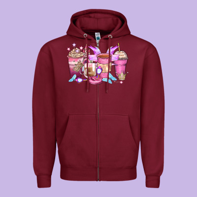 Princess Coffee Cups Zipper Hoodie Designed By Zillion Design Studio