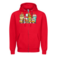 Red school bus coffee cups Zipper Hoodie - Zillion Design Studio