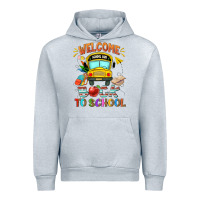 Heather Grey welcome back to school with school bus Urban Hoodie - NancyCooperArtShop