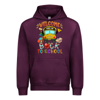 Mauve Wine welcome back to school with school bus Urban Hoodie - NancyCooperArtShop