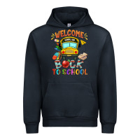 Navy welcome back to school with school bus Urban Hoodie - NancyCooperArtShop