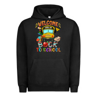 Pigment Black welcome back to school with school bus Urban Hoodie - NancyCooperArtShop