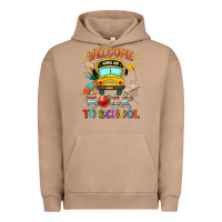 Pigment Burro welcome back to school with school bus Urban Hoodie - NancyCooperArtShop