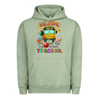 Pigment Oil Green welcome back to school with school bus Urban Hoodie - NancyCooperArtShop