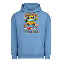 Pigment Pebble Blue welcome back to school with school bus Urban Hoodie - NancyCooperArtShop