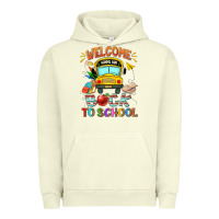 Pigment Pistachio welcome back to school with school bus Urban Hoodie - NancyCooperArtShop