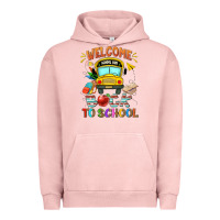 Pigment Salmon welcome back to school with school bus Urban Hoodie - NancyCooperArtShop