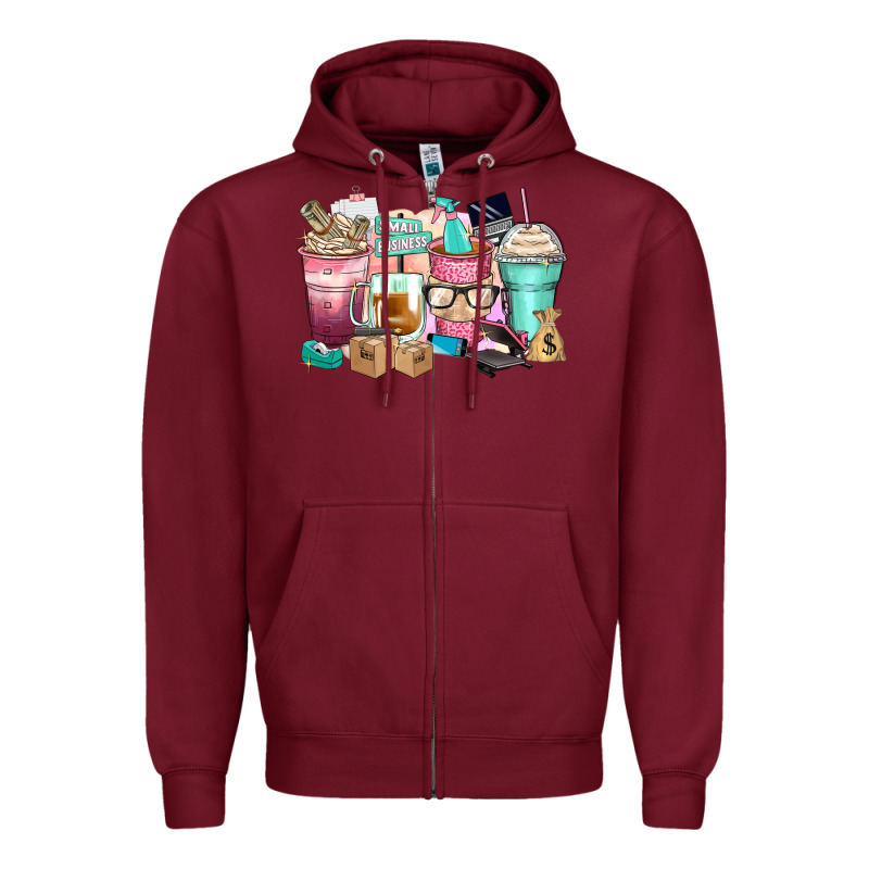 Small Business Coffee Cups Zipper Hoodie by Zillion Design Studio | Teevron