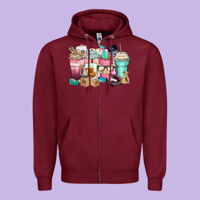 Small Business Coffee Cups Zipper Hoodie Designed By Zillion Design Studio