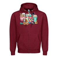 Burgundy small business coffee cups Zipper Hoodie - Zillion Design Studio