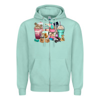 Seafoam small business coffee cups Zipper Hoodie - Zillion Design Studio