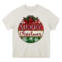 Cream merry christmas Heavy Core Tee - CowhideDigitalArt