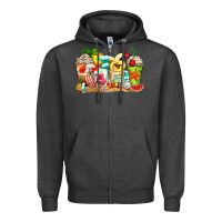 Charcoal Heather summer vibes coffee cups Zipper Hoodie - Zillion Design Studio