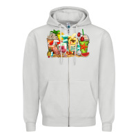 Dove Grey summer vibes coffee cups Zipper Hoodie - Zillion Design Studio