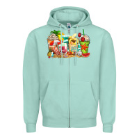 Seafoam summer vibes coffee cups Zipper Hoodie - Zillion Design Studio