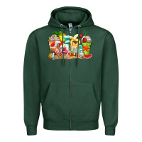 Sports Green summer vibes coffee cups Zipper Hoodie - Zillion Design Studio