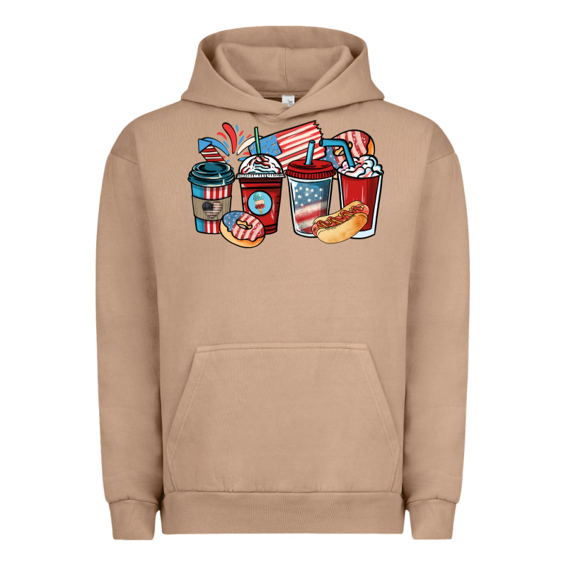 4th Of July Coffee Cups Urban Hoodie by NancyCooperArtShop | Teevron