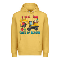 Antique Gold i dig 100 days of school excavator Premium Hoodie - MaliasSmallBusiness