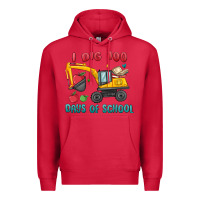 Cardinal i dig 100 days of school excavator Premium Hoodie - MaliasSmallBusiness