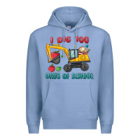 Colony Blue i dig 100 days of school excavator Premium Hoodie - MaliasSmallBusiness