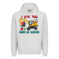 Dove Grey i dig 100 days of school excavator Premium Hoodie - MaliasSmallBusiness
