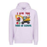 Lilac i dig 100 days of school excavator Premium Hoodie - MaliasSmallBusiness