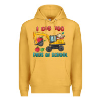 Mustard i dig 100 days of school excavator Premium Hoodie - MaliasSmallBusiness