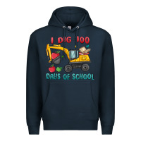 Navy i dig 100 days of school excavator Premium Hoodie - MaliasSmallBusiness