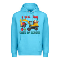 Ocean Blue i dig 100 days of school excavator Premium Hoodie - MaliasSmallBusiness