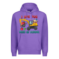 Purple i dig 100 days of school excavator Premium Hoodie - MaliasSmallBusiness