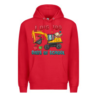 Red i dig 100 days of school excavator Premium Hoodie - MaliasSmallBusiness