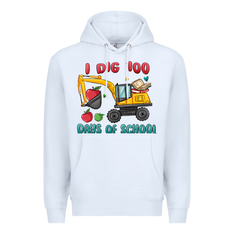 I Dig 100 Days Of School Excavator Premium Hoodie by MaliasSmallBusiness | Teevron