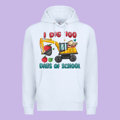 I Dig 100 Days Of School Excavator Premium Hoodie Designed By Maliassmallbusiness