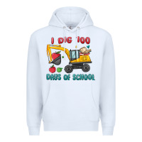 White i dig 100 days of school excavator Premium Hoodie - MaliasSmallBusiness