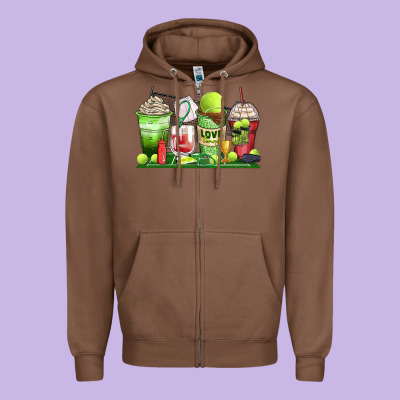 Tennis Coffee Cups Zipper Hoodie Designed By Zillion Design Studio