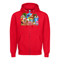 Red travel coffee cups Zipper Hoodie - Zillion Design Studio