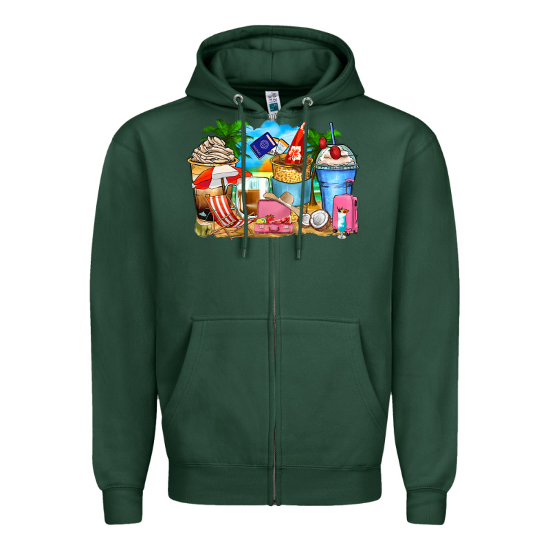 Travel Coffee Cups Zipper Hoodie by Zillion Design Studio | Teevron